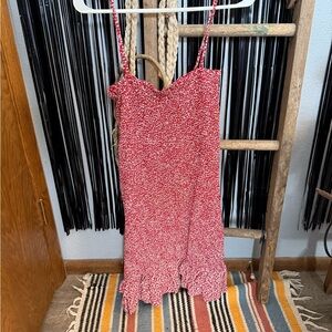 American Eagle Outfitters Red and White Ruffle Dress